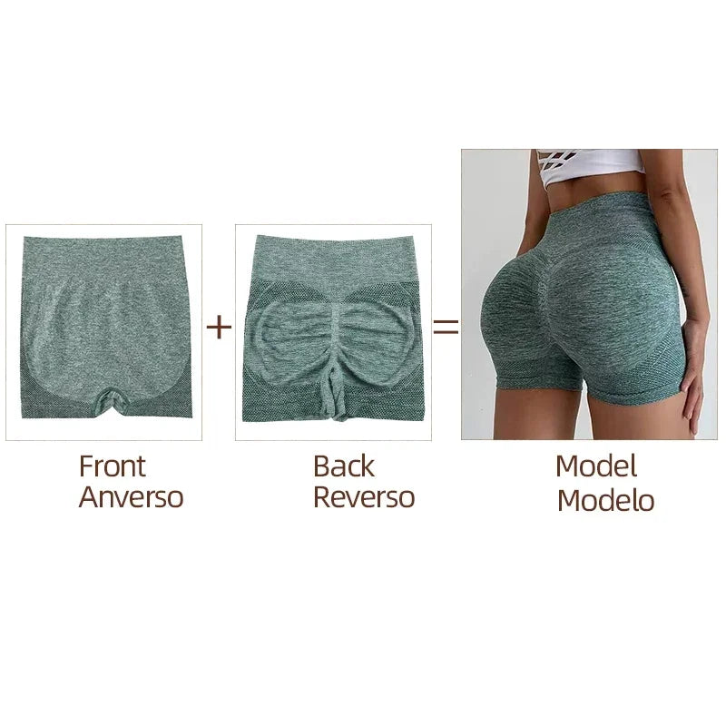 Women Gym Shorts Fitness Female Shorts Cycling Sports Patchwork Seamless Yoga Shorts High Waist Booty Short Push Up